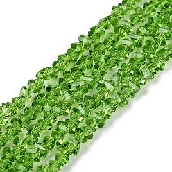 Светло-зеленый Коричневый Прозрачные стеклянные бусины, треугольные, граненые, оливковый, 2~2.5x3.5~4x3.5~4 мм, отверстие : 0.8 мм, около 126~132 шт / нитка, 13.78~14.96'' (35~38 см)