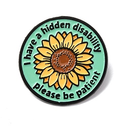 Бирюза Значки с изображением подсолнуха для людей со скрытыми ограничениями здоровья, эмалированные значки, булавки для лацканов из сплава для одежды рюкзака, чёрные, бирюзовые, 32 мм