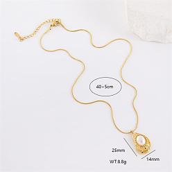 Золотой Элегантные 304 ожерелья из нержавеющей стали с подвеской в виде капли и искусственного жемчуга для модных женщин, золотые, 15.75 дюйм (40 см)
