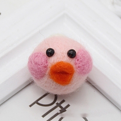 Pink Duck Handmade Wool Felt Ornament Accessories, for DIY Children Hair Tie, Pink, 30x30mm