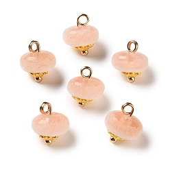 Pink Сплав и бархатные подвески, с акриловой, рондель прелести, золотые, розовые, 11x10 мм, отверстие : 2.5 мм