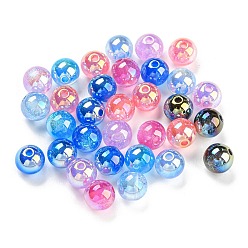 Mixed Color Iridescent Acrylic Beads, with Glitter Powder, Round, Mixed Color, 8mm, Hole: 1.6mm