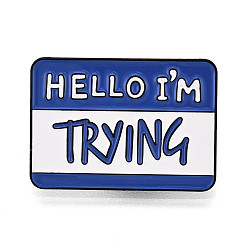 Королевский синий Прямоугольник с брошью aolly, привет, я пробую словесный бейдж для одежды в рюкзаке, королевский синий, 21.5x30x1.8 мм, штифты : 1.2 мм