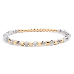 Васильковый Женский браслет ручной работы с геометрическим черным ониксом и акриловыми бусинами и кристаллами