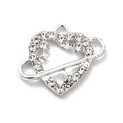 Crystal Alloy Rhinestone Pendants, Platinum Tone Hollow Out Heart Charms, Crystal, 19x23x3.3mm, Hole: 2.1mm