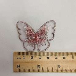 Rosy Brown Computerized Metallic Thread Embroidery Organza Sew on Clothing Patches, Butterfly, Rosy Brown, 40x50mm