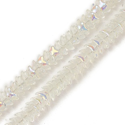 Clear Electroplate Transparent Glass Beads Strands, Full Rainbow Plated, Flower, Clear, 12x11x7mm, Hole: 1.2mm, about 134pcs/strand, 24.80 inch(63cm)