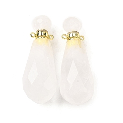 Хрусталь Кулоны для духов из натурального кварца, с 304 фурнитурой из нержавеющей стали, граненые, слезинки, золотые, 49x17~18 мм, отверстие : 1.9 мм