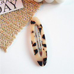 leopard print Minimalist Glossy Acetate BB Hair Clip - Oval Edge, Hair Accessories for Women.