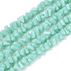 Бирюза Непрозрачное стекло бисер нитей, треугольные, граненые, бирюзовые, 2~2.5x3.5~4x3.5~4 мм, отверстие : 0.8~0.9 мм, около 126~132 шт / нитка, 13.78~14.96'' (35~38 см)