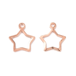 Rose Gold 304 Stainless Steel Charms, Star, Rose Gold, 12.8x11x1mm, Hole: 1mm