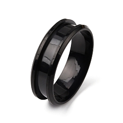 Electrophoresis Black 201 Stainless Steel Grooved Finger Ring Settings, Ring Core Blank, for Inlay Ring Jewelry Making, Electrophoresis Black, US Size 14(23mm), Groove: 4.3mm
