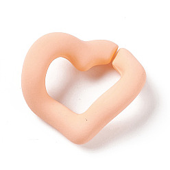PeachPuff Opaque Acrylic Linking Rings, Quick Link Connectors, Macaron Color, Twisted Heart, for Curb Chain Making, PeachPuff, 18x20.5x8mm, Inner Diameter: 7.5x12mm
