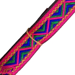 Deep Pink 7M Ethnic Style Polyester Jacquard Triangle Ribbon, Deep Pink, 3/4 inch(20mm), about 7.66 Yards(7m)/Roll