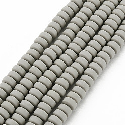 Dark Gray Handmade Polymer Clay Beads Strands, for DIY Jewelry Crafts Supplies, Flat Round, Dark Gray, 6~7x3mm, Hole: 1.5mm, about 113~116pcs/strand, 15.55 inch~16.14 inch(39.5~41cm)