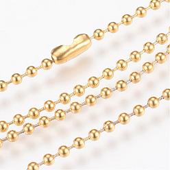 Golden 304 Stainless Steel Ball Chain Necklace, Golden, 29.5 inch(75cm)x2.3mm