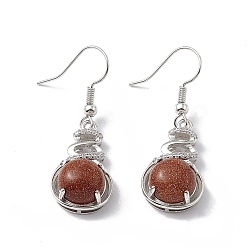 Камень с Пылевым Золотом Серьги с подвесками из тыквы из синтетического золота с кристаллами и стразами, платиновые латунные украшения для женщин, 39 мм, штифты : 0.6 мм