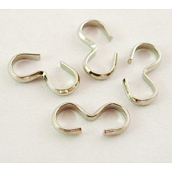 Platinum Iron Quick Link Connectors, Chain Findings, Cadmium Free & Lead Free, Number 3 Shaped Clasps Clasps, Platinum, 14x7mm, Hole: 2.5~4.2mm