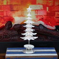 White Christmas Theme Iron Candle Holder, Candlestick Stand, Christmas Tree, White, 35x14cm