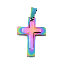 Rainbow Color Ионное покрытие (ip) 304 подвески из нержавеющей стали, крестик, Радуга цветов, 31x22x2 мм, отверстие : 5x8 мм