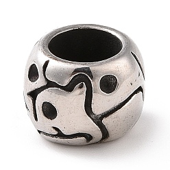 Antique Silver 304 Stainless Steel European Beads, Large Hole Beads, Drum, Antique Silver, 10x8mm, Hole: 6mm