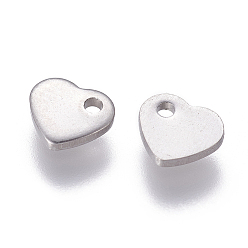 Stainless Steel Color 201 Stainless Steel Charms, Stamping Blank Tag, Heart, Stainless Steel Color, 5x6x1mm, Hole: 1mm
