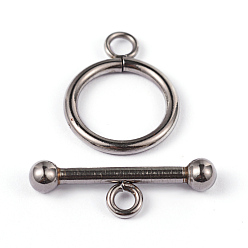Stainless Steel Color 304 Stainless Steel Ring Toggle Clasps, Stainless Steel Color, Ring: 21x16x2mm, Bar: 25x8x4mm, Hole: 3mm