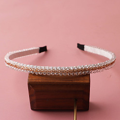 White Elegant Glass Beaded Hair Bands, Hair Accessories for Women Girls, White, 120x10mm