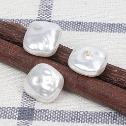 Snow Plastic Imitation Pearl Baroque Irregular Beads, Half-hole, DIY Jewelry Accessories, Snow, 12x11mm