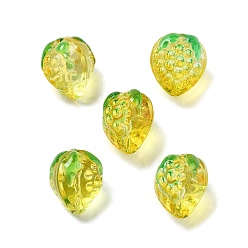 Желтый Прозрачные стеклянные эмалевые бусины клубника, желтые, 13.5x11~12 мм, отверстие : 1.2 мм