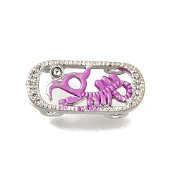 Орхидея Латунные хрустальные стразы овальные со скелетом дракона многорядные звенья, Эмаль стиле, без кадмия и без свинца, стойки покрытие, платина, сиреневые, 9x20x5 мм, отверстие : 2 мм