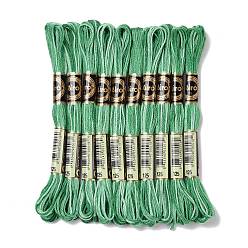 Sea Green 10 Skeins 6-Ply Polyester Embroidery Floss, Cross Stitch Threads, Segment Dyed, Sea Green, 0.5mm, about 8.75 Yards(8m)/skein