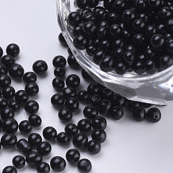 Noir Perles de rocaille en verre, vernis de cuisson, couleurs opaques, pour la décoration d'art d'ongle, pas de trous / non percés, ronde, noir, 2~2.5 mm, sur 450 g / sac