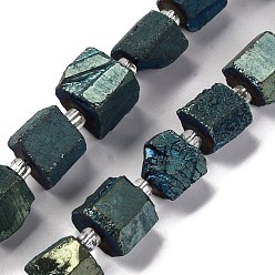 Темно-серый Гальванические природный кварц бисер пряди, шестиугольник призма, неправильная форма, темно-серый, 8~13x10~14x6~11 мм, отверстие : 1 мм, около 15~16 шт / нитка, 7.8~8 дюйм (20~20.5 см)