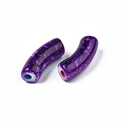 Indigo Spray Painted Acrylic Beads, Curved Tube, Indigo, 34.5x13.5x11mm, Hole: 3.5mm, about 148pcs/500g