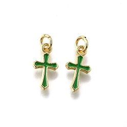 Зеленый Латунь эмаль прелести, с целью перехода в кольце, корсетное очарование, стойки покрытие, без кадмия и без свинца, долговечный, золотые, зелёные, 11.5x6x1.5 мм, отверстие : 2.6 мм