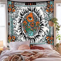 Colorful Polyester Mushroom Eye Pattern Trippy Wall Hanging Tapestry, Sun Moon Hippie Tapestry for Bedroom Living Room Decoration, Rectangle, Colorful, 1500x1300mm