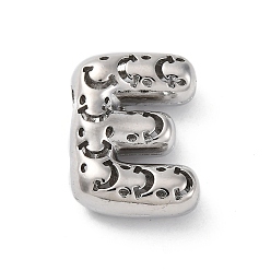 Letter E Латунные подвески, стойки покрытие, долговечный, без кадмия и без свинца, подвески с полыми буквами, Письмо E, 21x15.5x7.5 мм, отверстие : 4.7x3 мм