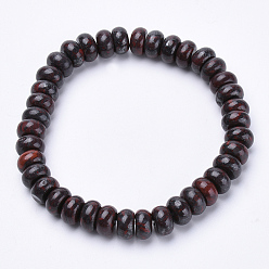 Bloodstone Natural Bloodstone Gemstone Beaded Stretch Bracelets, Abacus, 2-1/4 inch~2-1/4 inch(56~58mm)