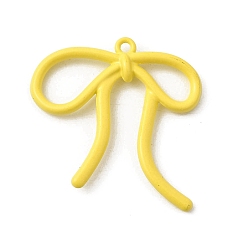 Желтый Подвески из сплава аэрозольной краски, бантом, желтые, 33x35x5 мм, отверстие : 2 мм