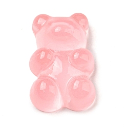 Pink Luminous Resin Cabochons, Bear, Pink, 17.5x11.5x6mm