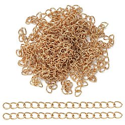 Light Gold Iron Curb Chain Extender, End Chains, Nickel Free, Light Gold, 70x3.5~4mm