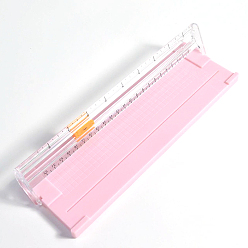 Pink Plastic Mini Paper Cutter, for Scrapbooking & Paper Crafts, Rectangle with Scale, Pink, 27x8.5x2.5cm