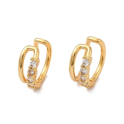 Real 18K Gold Plated Rack Plating Brass Micro Pave Cubic Zirconia Cuff Earrings, Long-Lasting Plated Jewelry for Women, Cadmium Free & Lead Free, Real 18K Gold Plated, 13x14.5x5mm