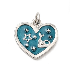 Платина Латунь эмаль подвески, сердце, стойки покрытие, долговечный, без кадмия и без свинца, с целью перехода в кольце, платина, 17x17.5x2 мм, отверстие : 3.2 мм