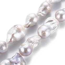 Seashell Color Natural Baroque Pearl Keshi Pearl Beads Strands, Cultured Freshwater Pearl, Nuggets, Seashell Color, 19~36x15~22x14~18mm, Hole: 0.6mm, about 14~18pcs/strand, 15.75~16.14 inch(40~41cm)