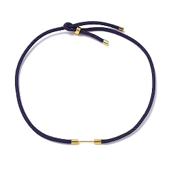 Slate Blue Adjustable Nylon Cord Necklace Making, with Brass Beadable Bar, Golden, Slate Blue, 18.11x0.16 inch(46x0.4cm)