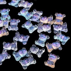 Mixed Color Transparent Resin Cabochons, with Glitter Powder, Bear, Mixed Color, 10x8x3mm