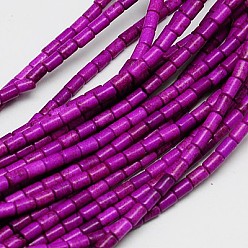 Purple Synthetic Turquoise Beads Strands, Dyed, Column, Purple, 6x4mm, Hole: 1mm, about 64pcs/strand, 15.5 inch