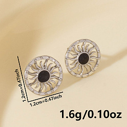 Платина 304 серьги из нержавеющей стали, с эмалью, платина, 12x12 мм